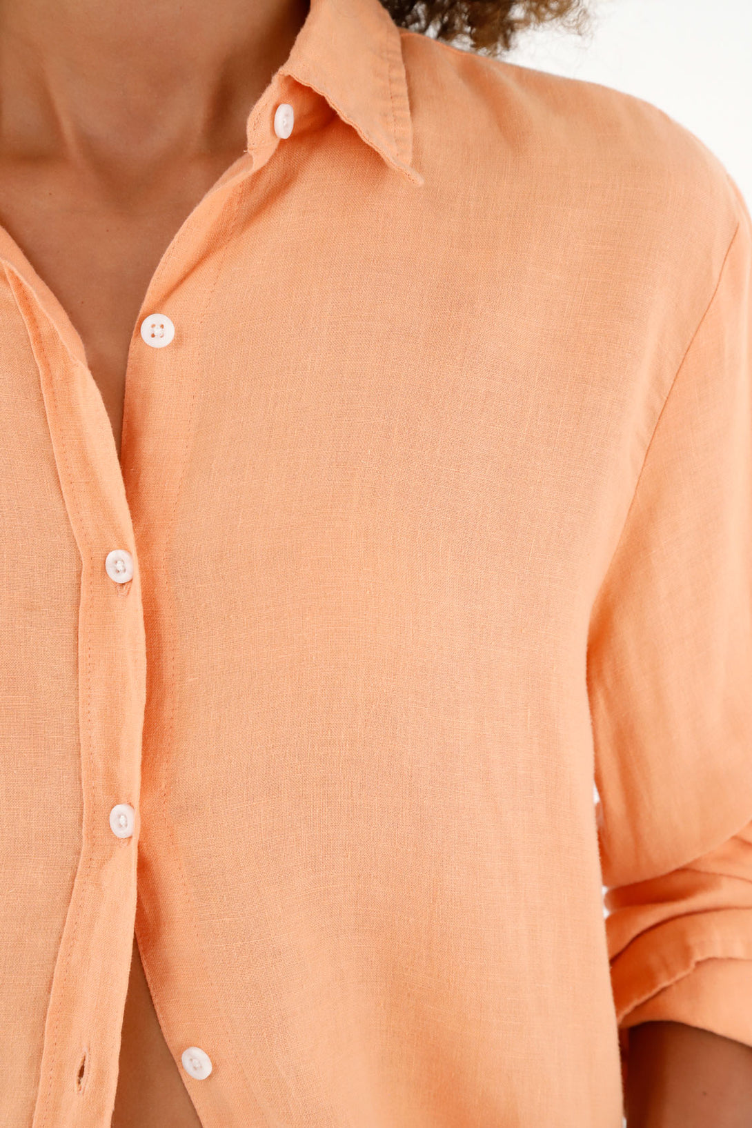 Camisa en lino naranja para mujer