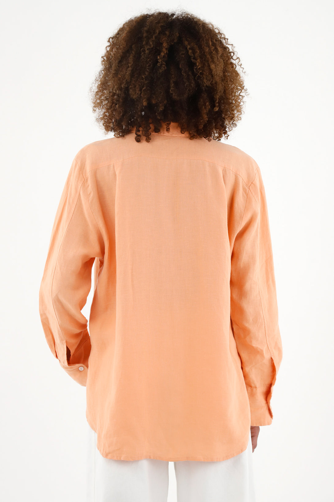 Camisa en lino naranja para mujer