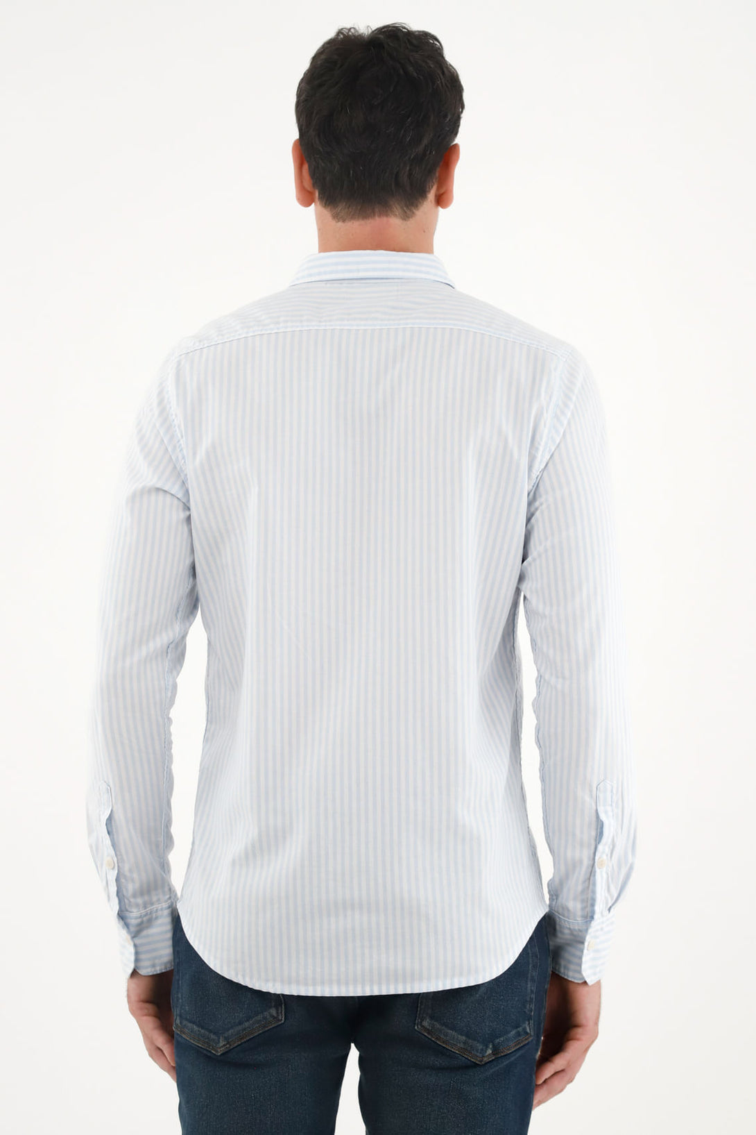 Men's Blue Pre-Dyed Striped Shirt