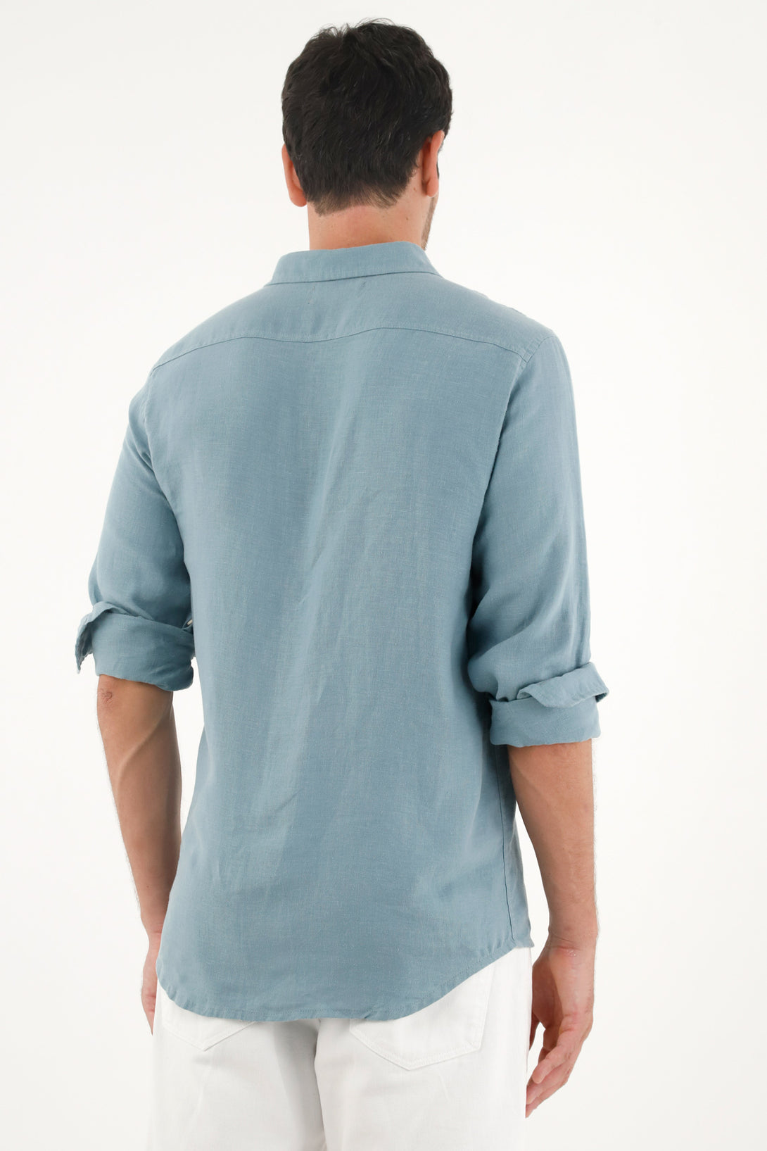 Camisa azul en 100% lino para hombre