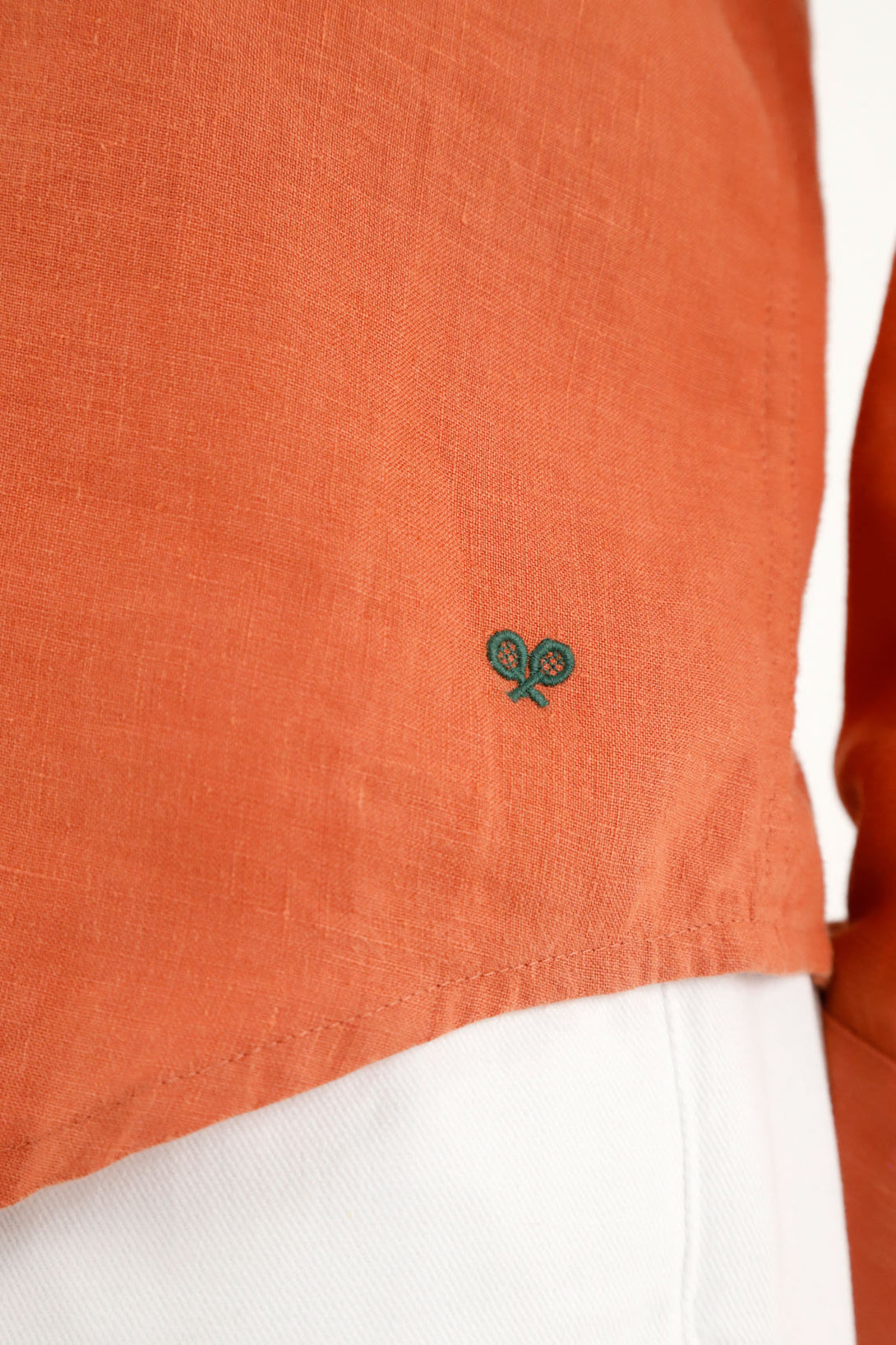 Camisa naranja en 100% lino para hombre