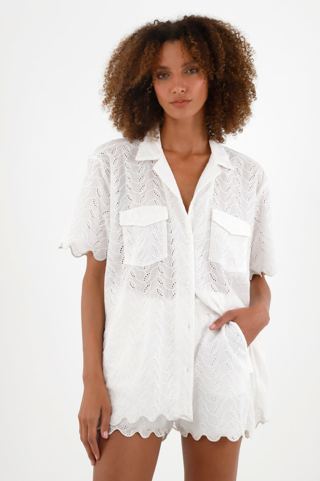 Women's White Eyelet Shirt