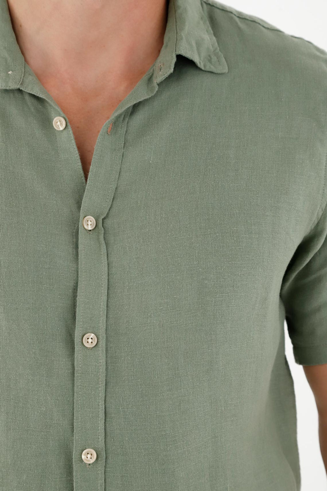 Camisa verde en 100% lino para hombre