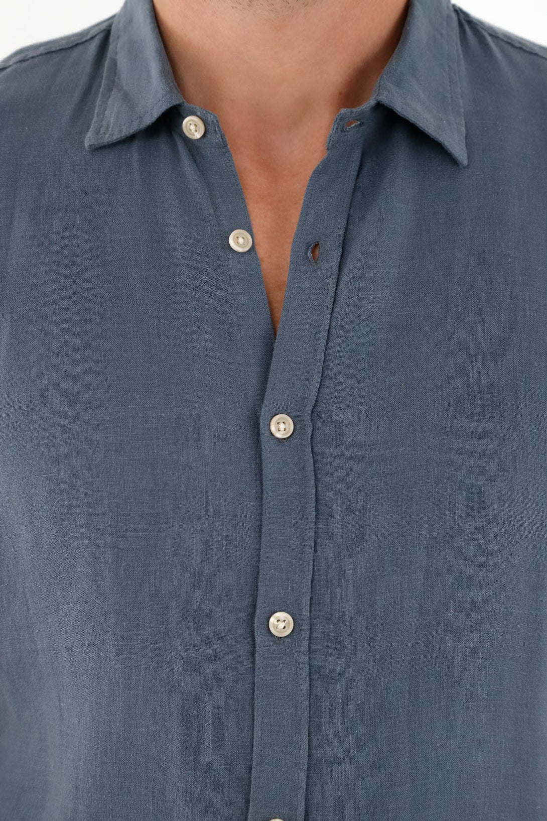 Men's Blue 100% Linen Shirt