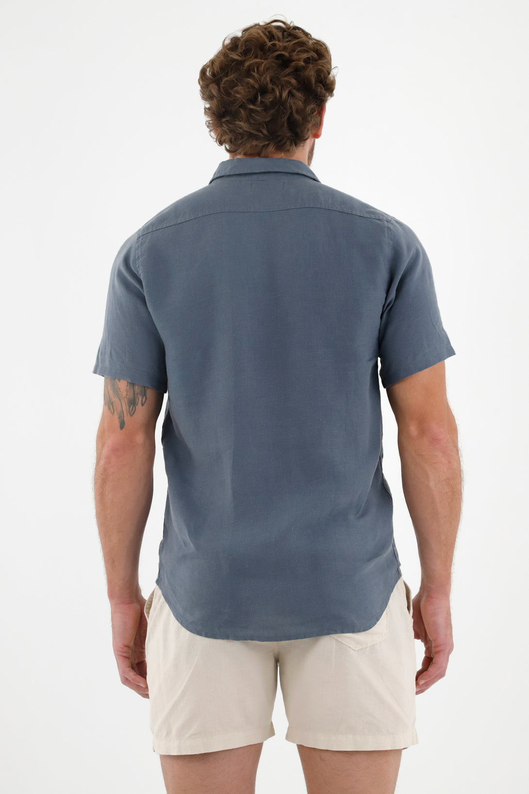 Men's Blue 100% Linen Shirt