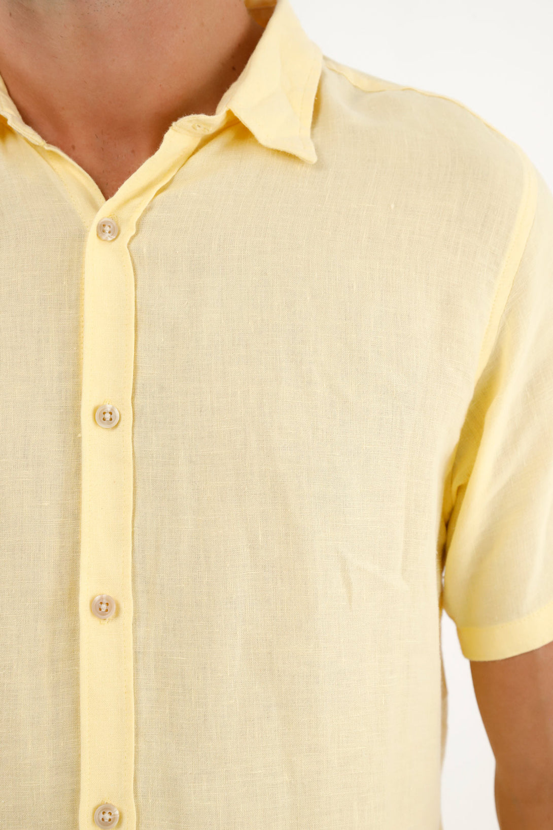 Men's Yellow 100% Linen Shirt