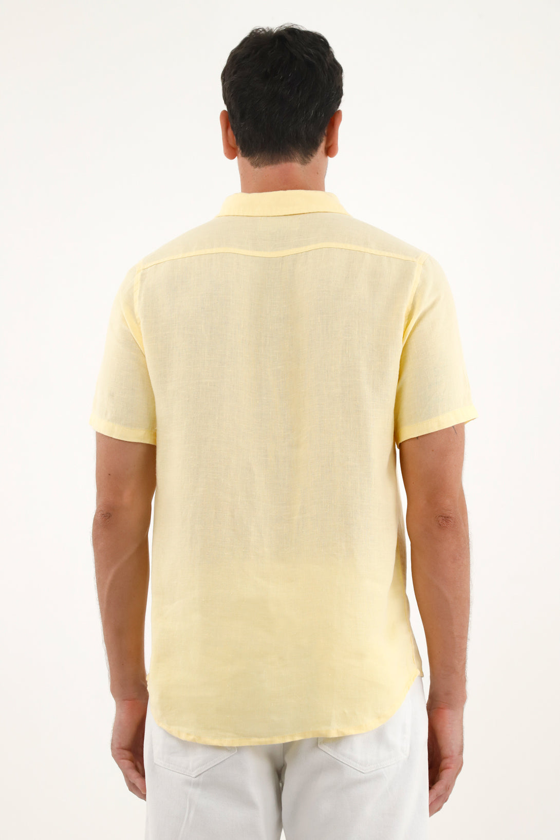 Men's Yellow 100% Linen Shirt