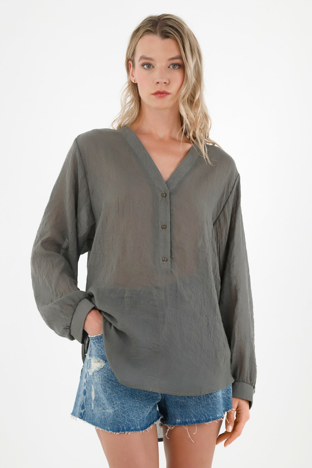 Women's Long Green Shirt