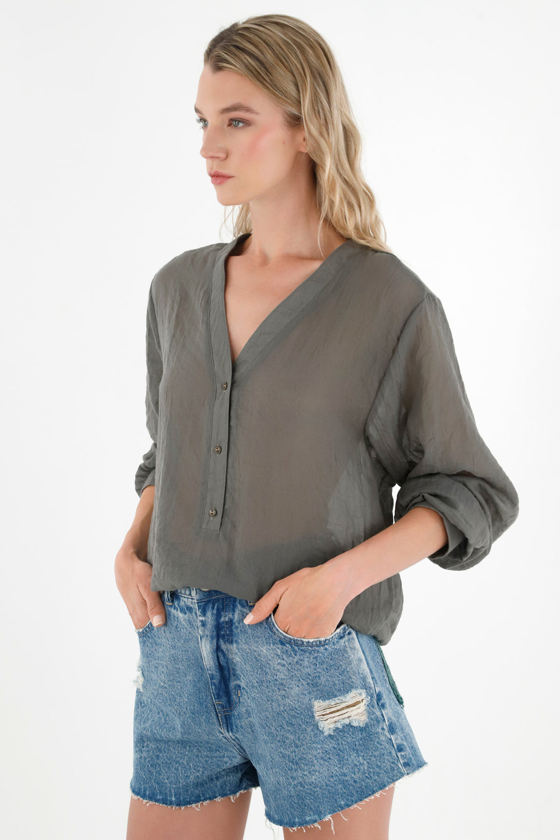 Women's Long Green Shirt