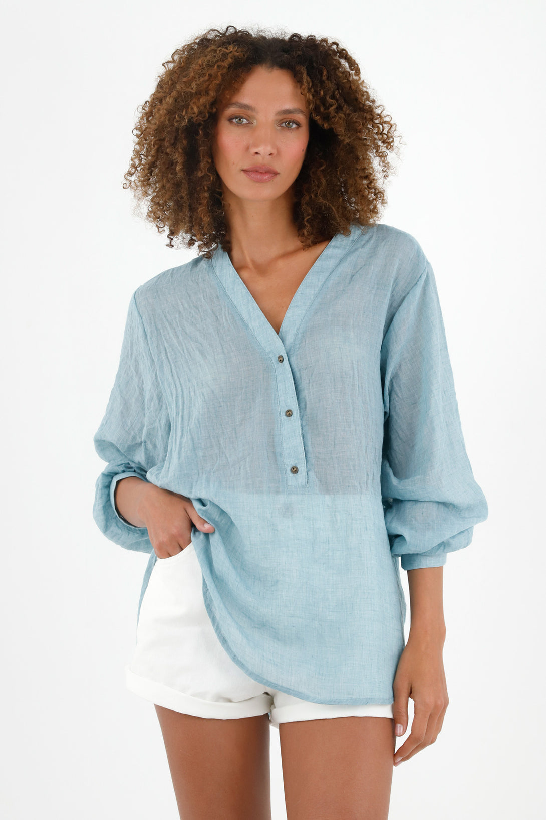 Women's Sheer Blue Shirt