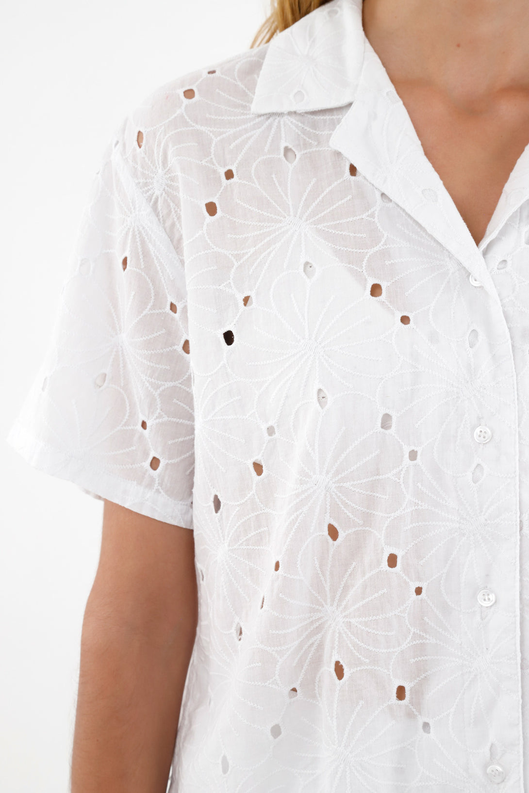 Women's White Eyelet Shirt