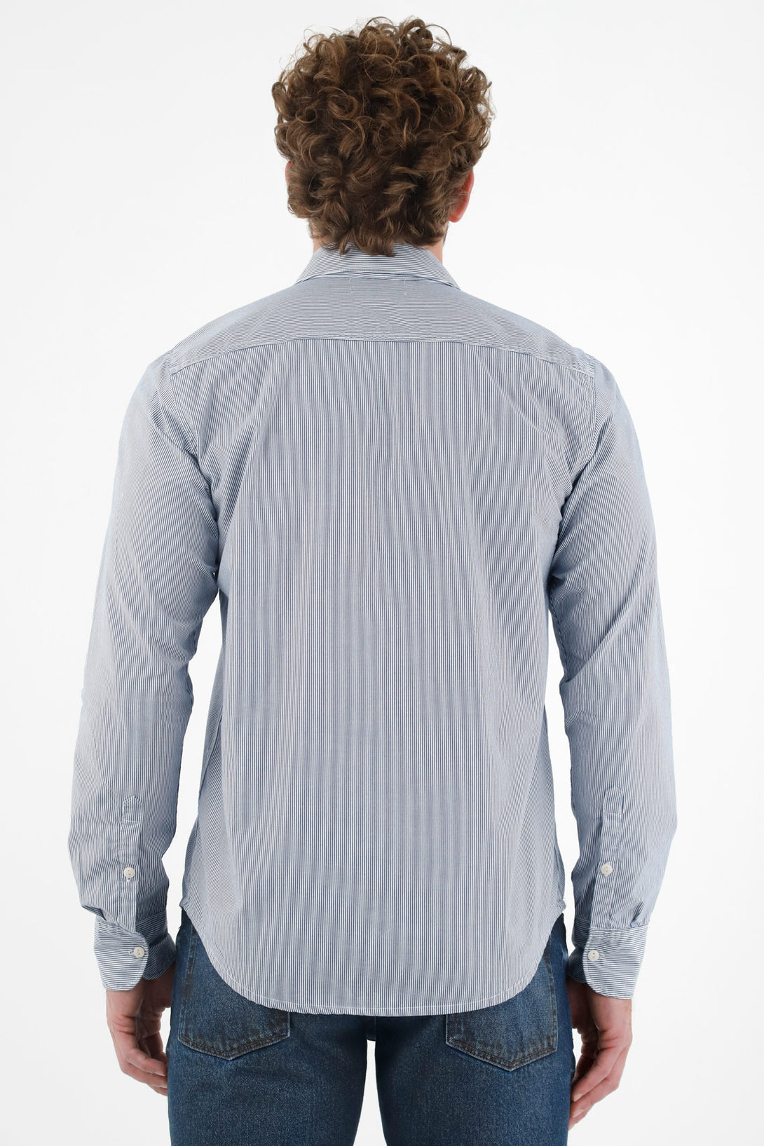 Camisa con cuello francés azul para hombre