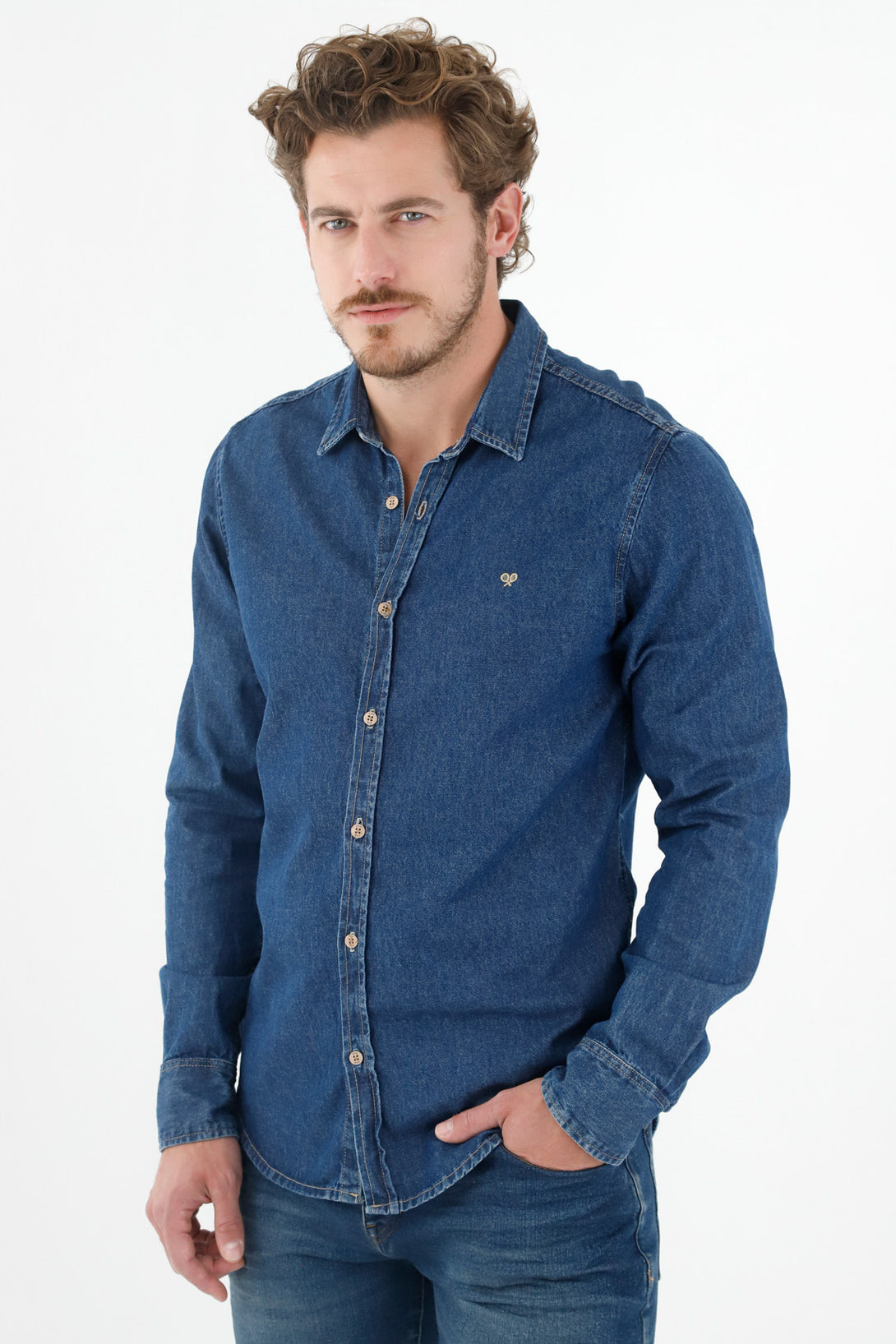 Men's Blue Long Sleeve Shirt