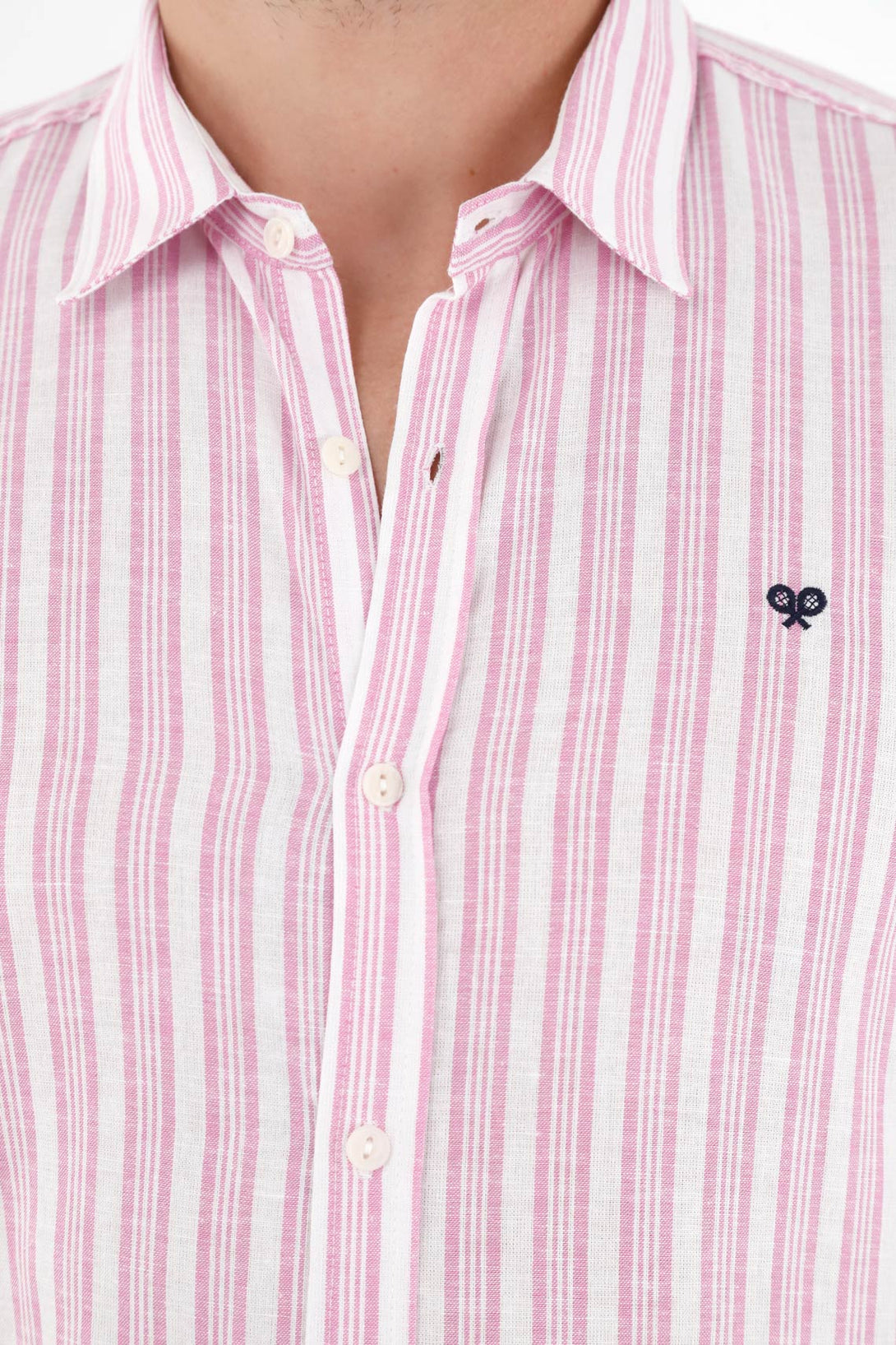 Men's Pink Pre-dyed Striped Shirt