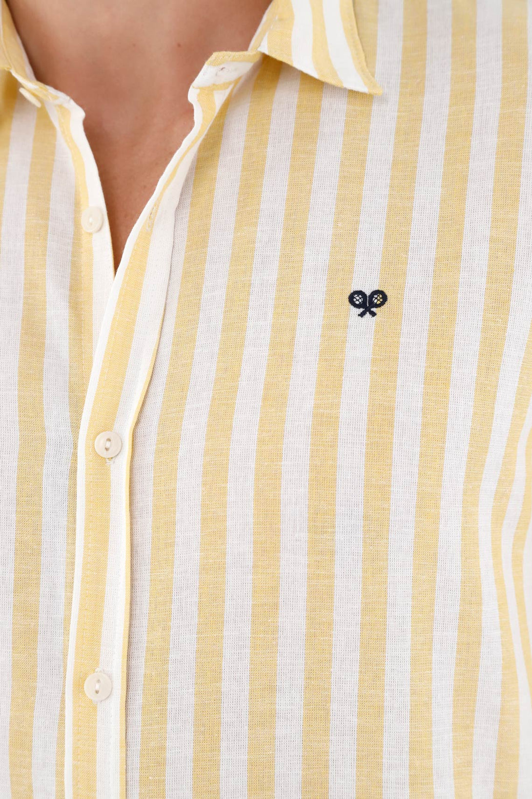 Men's Yellow Pre-dyed Striped Shirt