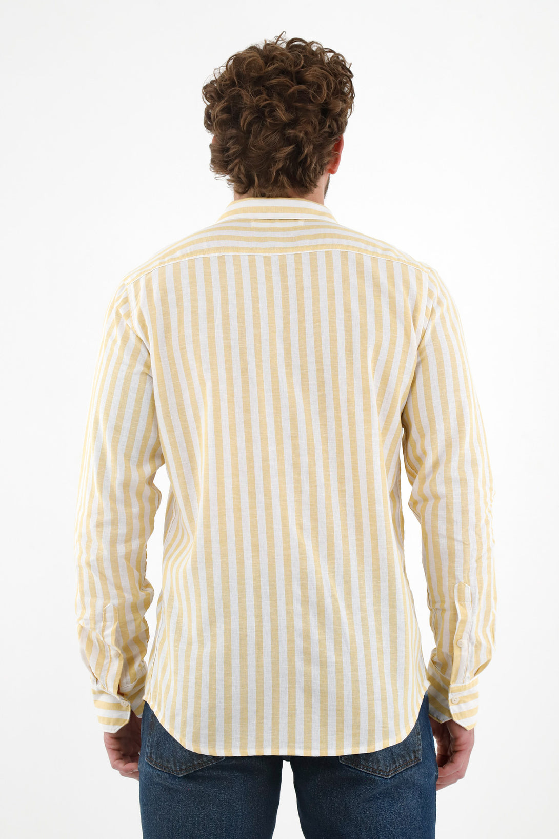 Men's Yellow Pre-dyed Striped Shirt