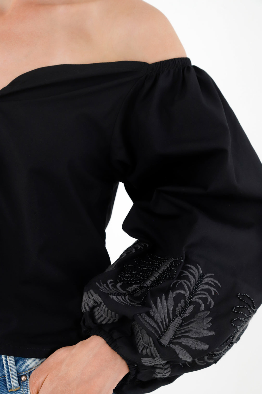 Women's Black Embroidered Shirt