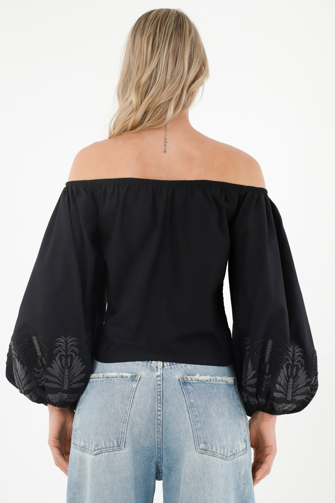 Women's Black Embroidered Shirt