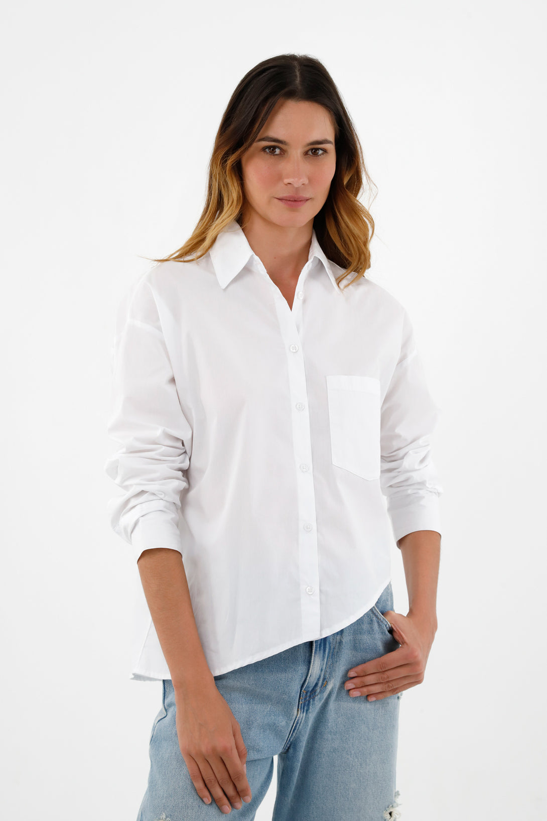 Camisa manga larga blanca para mujer