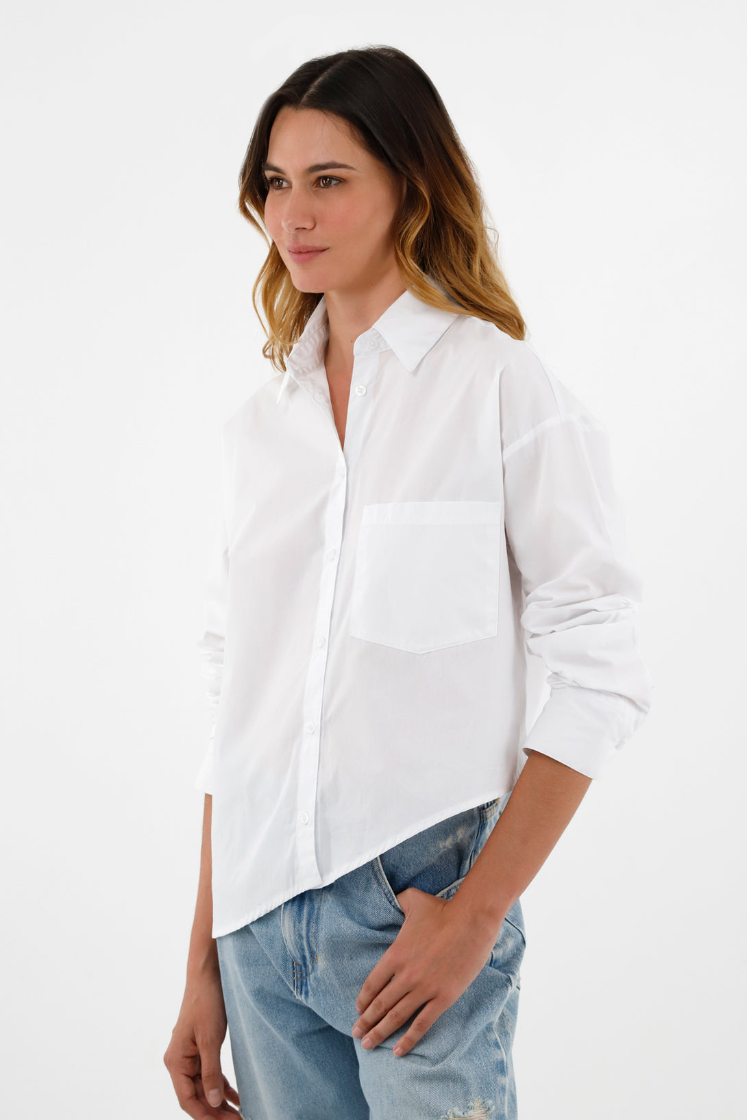 Camisa manga larga blanca para mujer