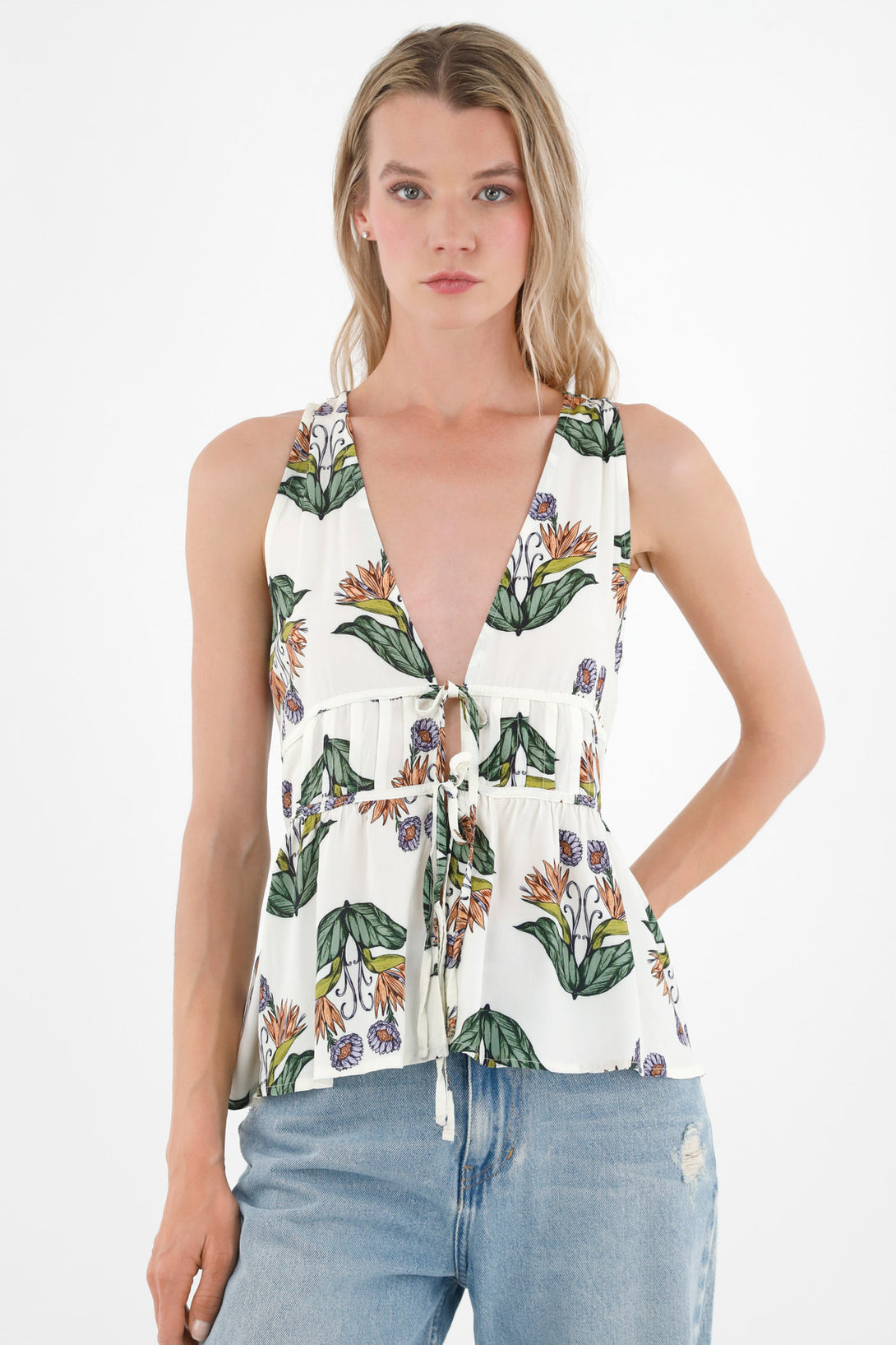 Women's Sleeveless Printed Shirt