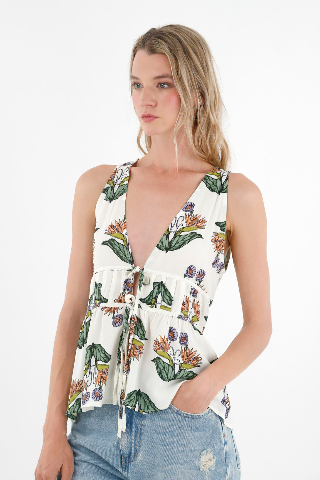 Women's Sleeveless Printed Shirt