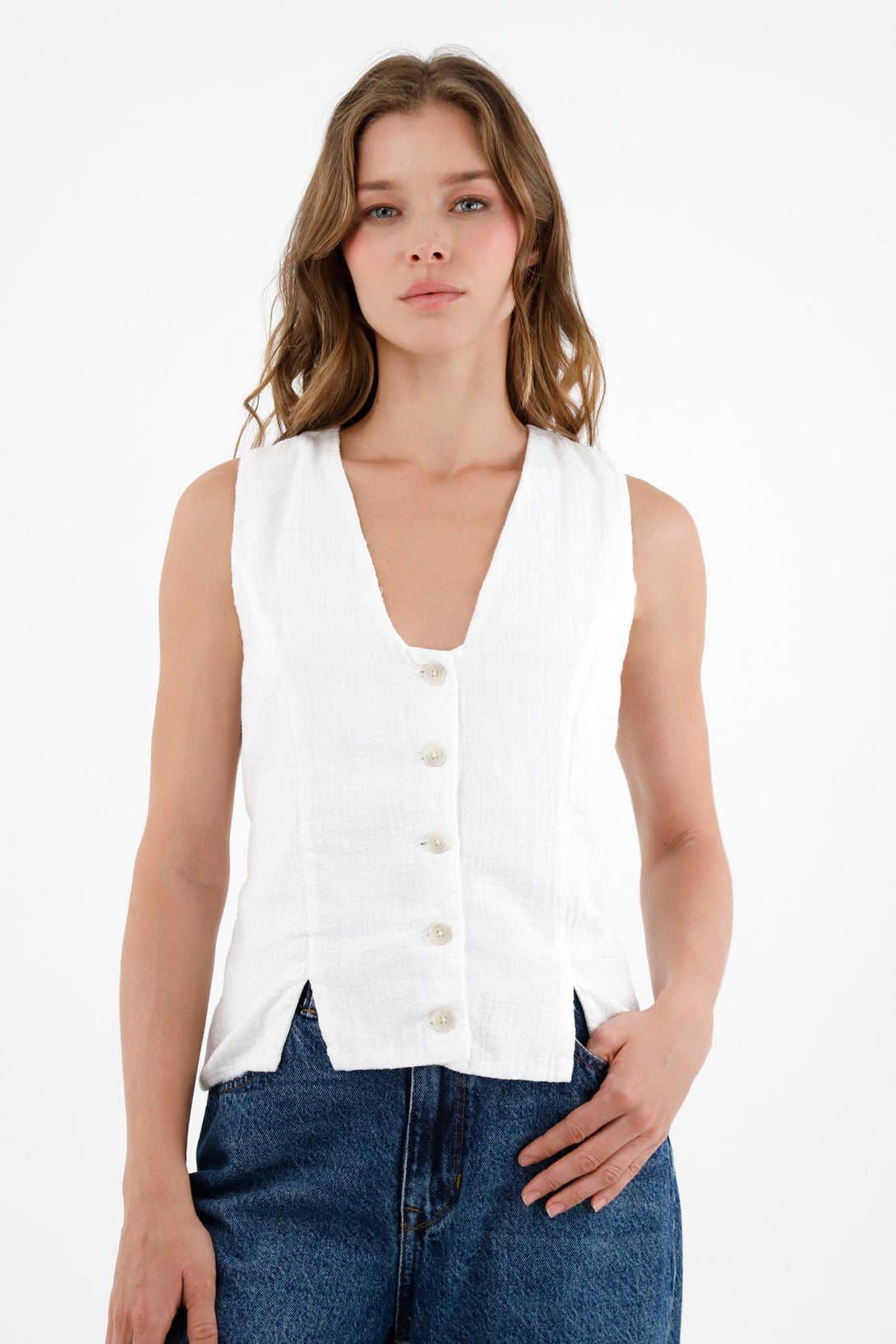 Women's White V-Neck Shirt