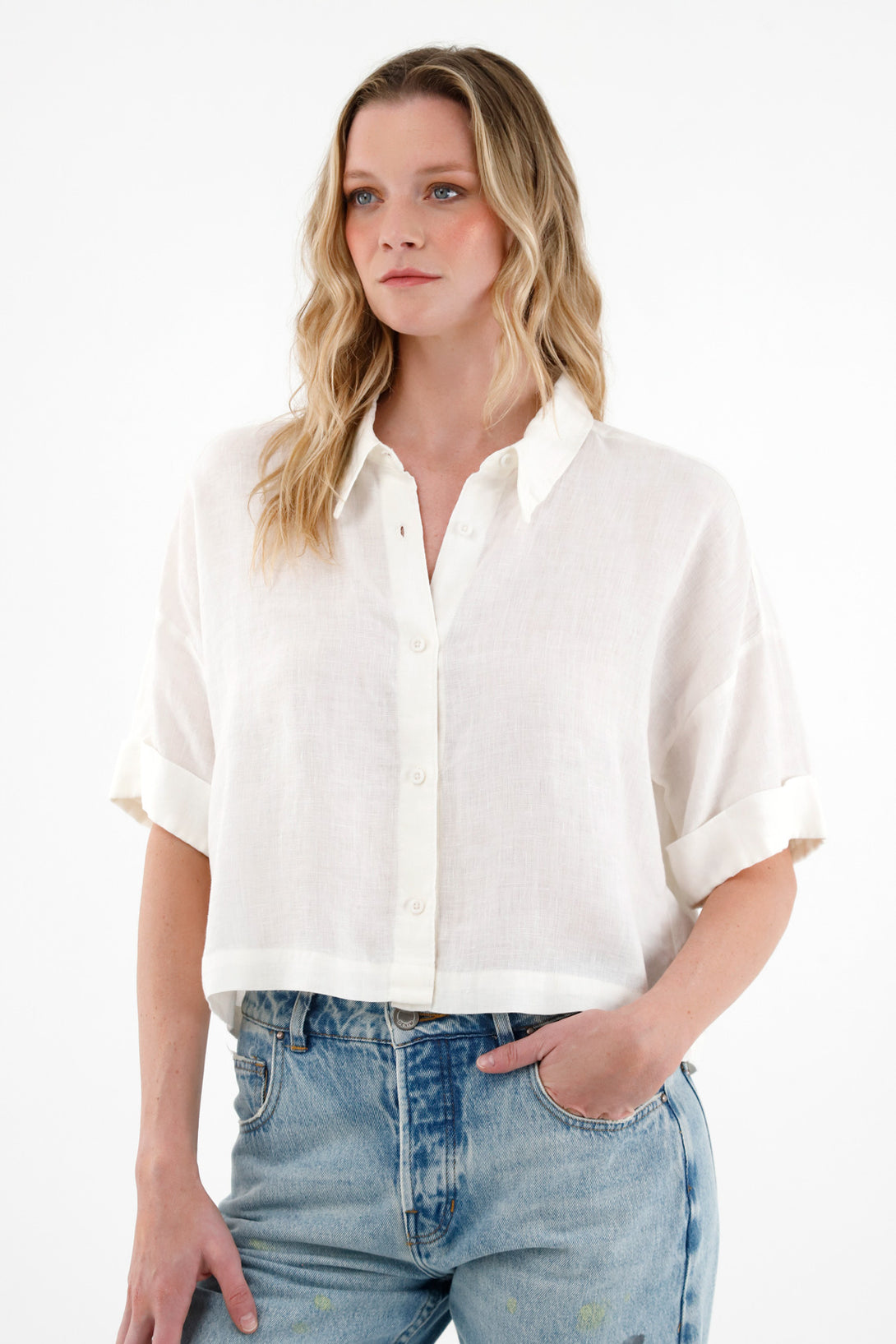 Women's Off-White 100% Linen Shirt