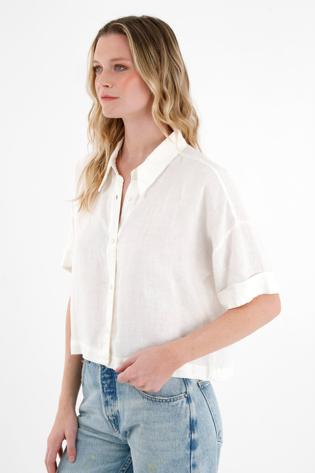 Women's Off-White 100% Linen Shirt