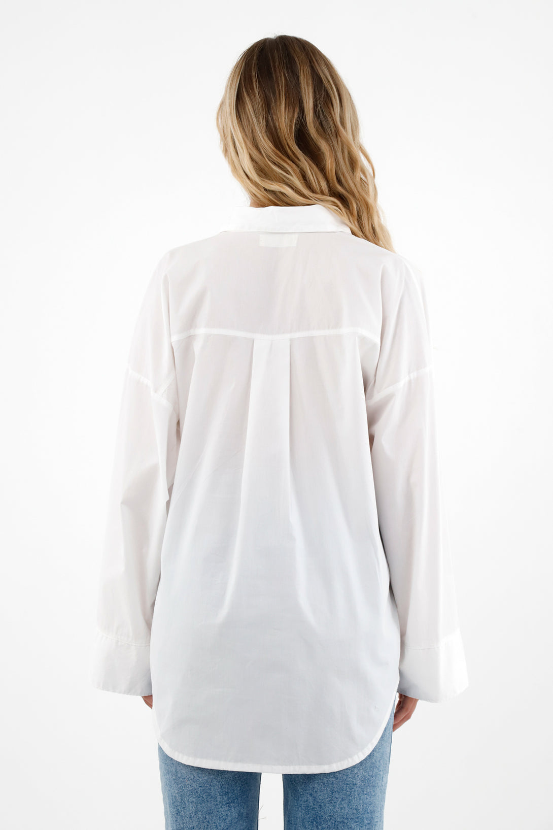 Camisa blanca en popelina para mujer