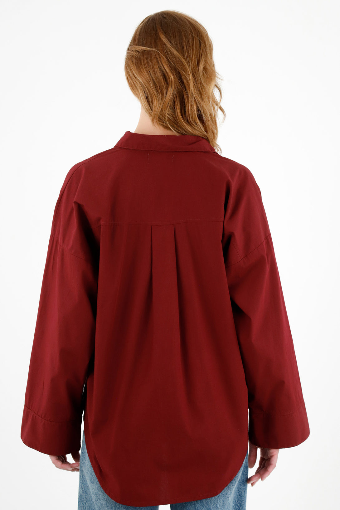 Women's Red Poplin Shirt