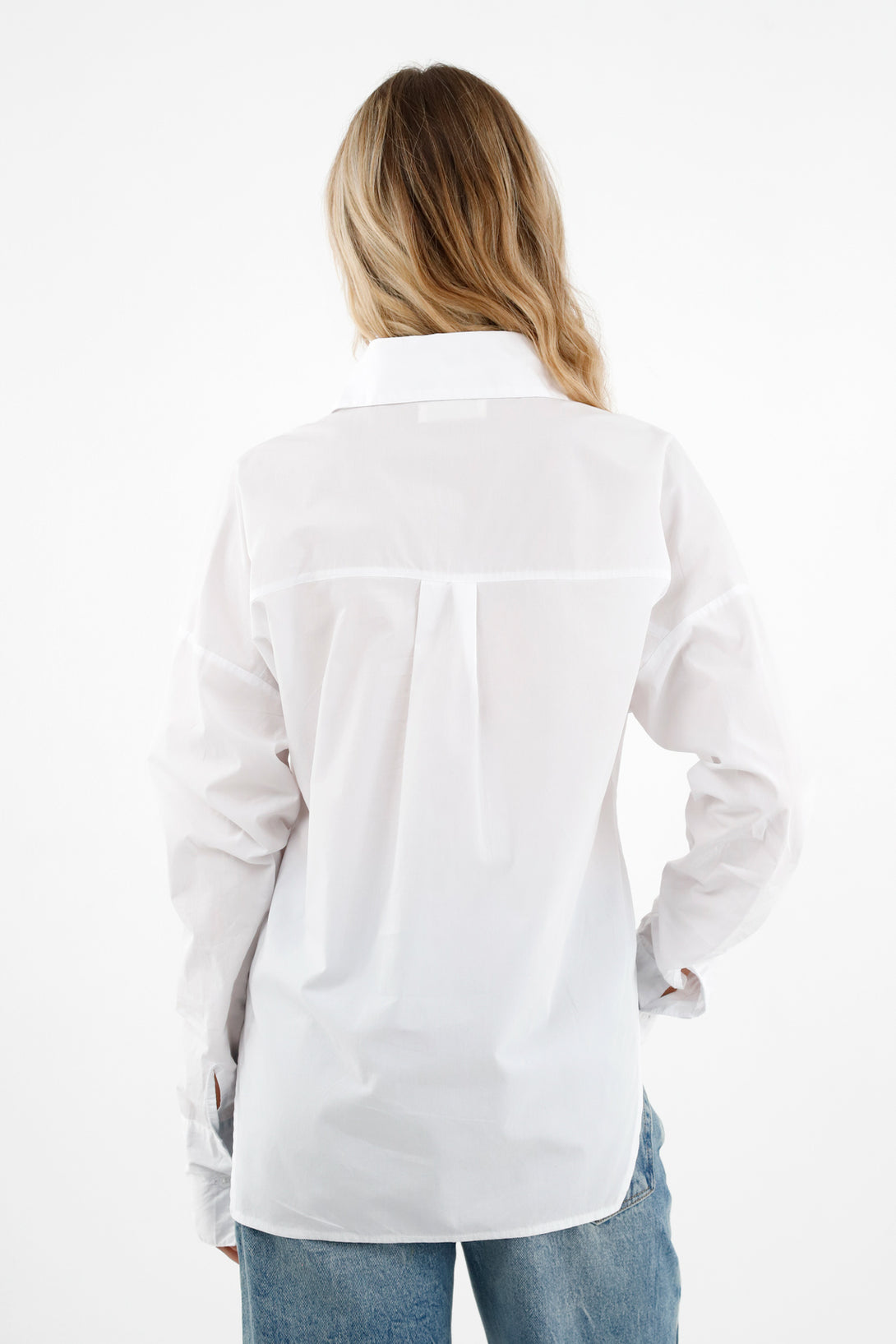 Camisa blanca manga larga para mujer