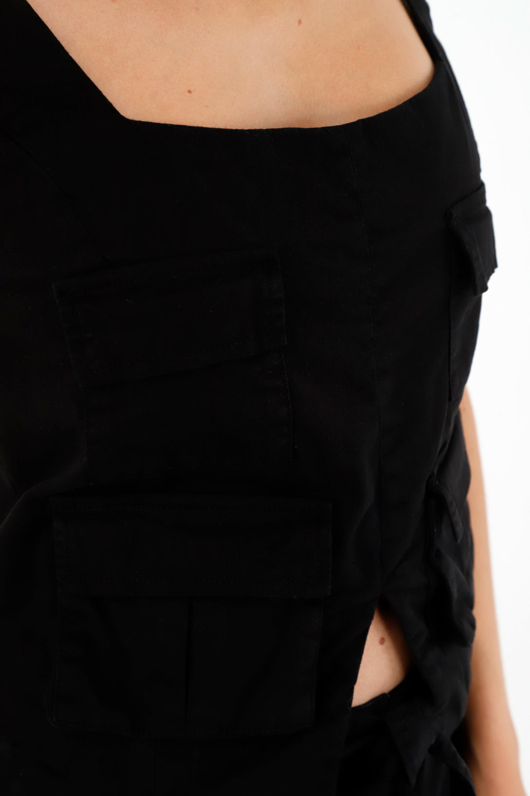 Women's Black Cargo Pocket Shirt