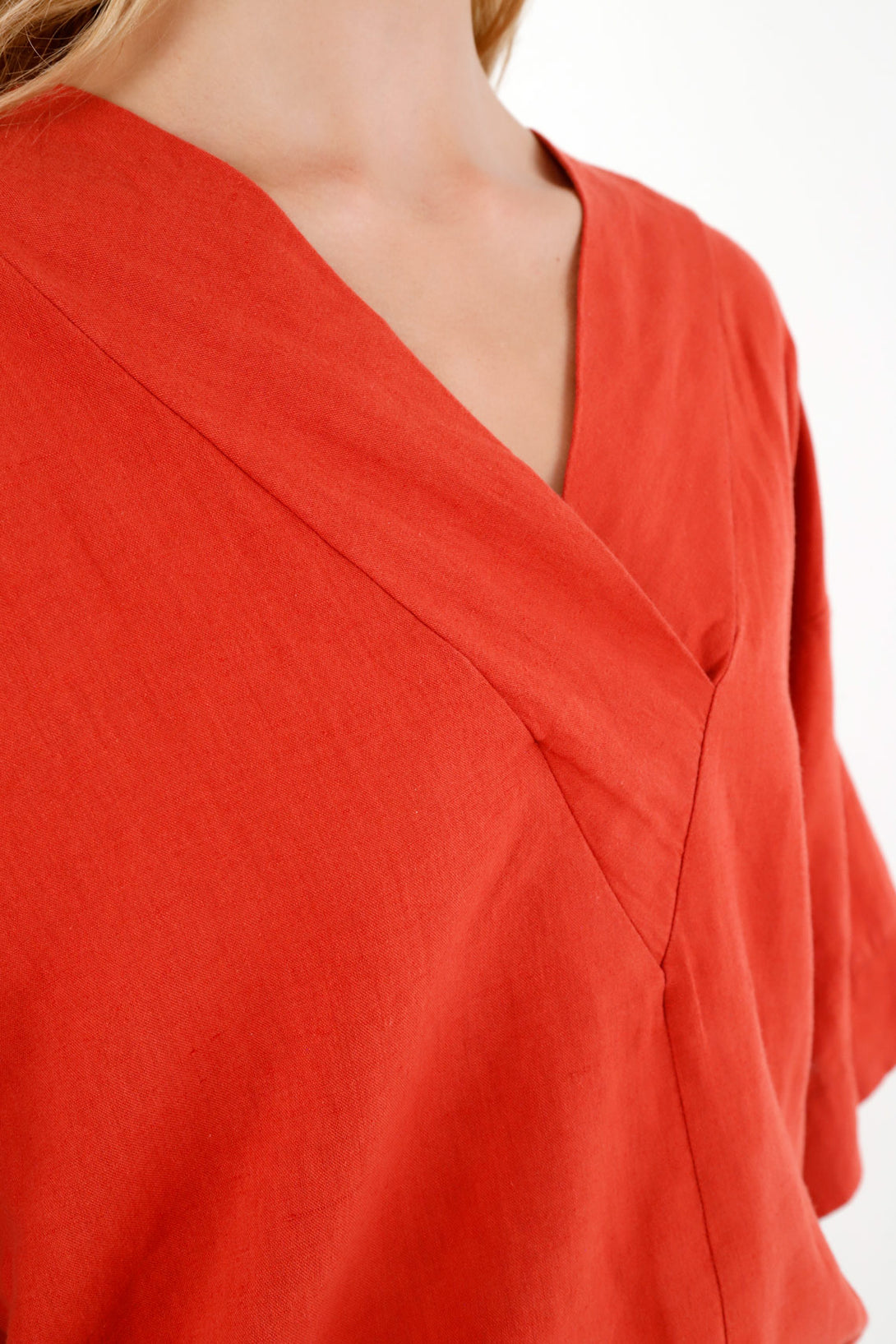 Women's Red V-Neck Shirt