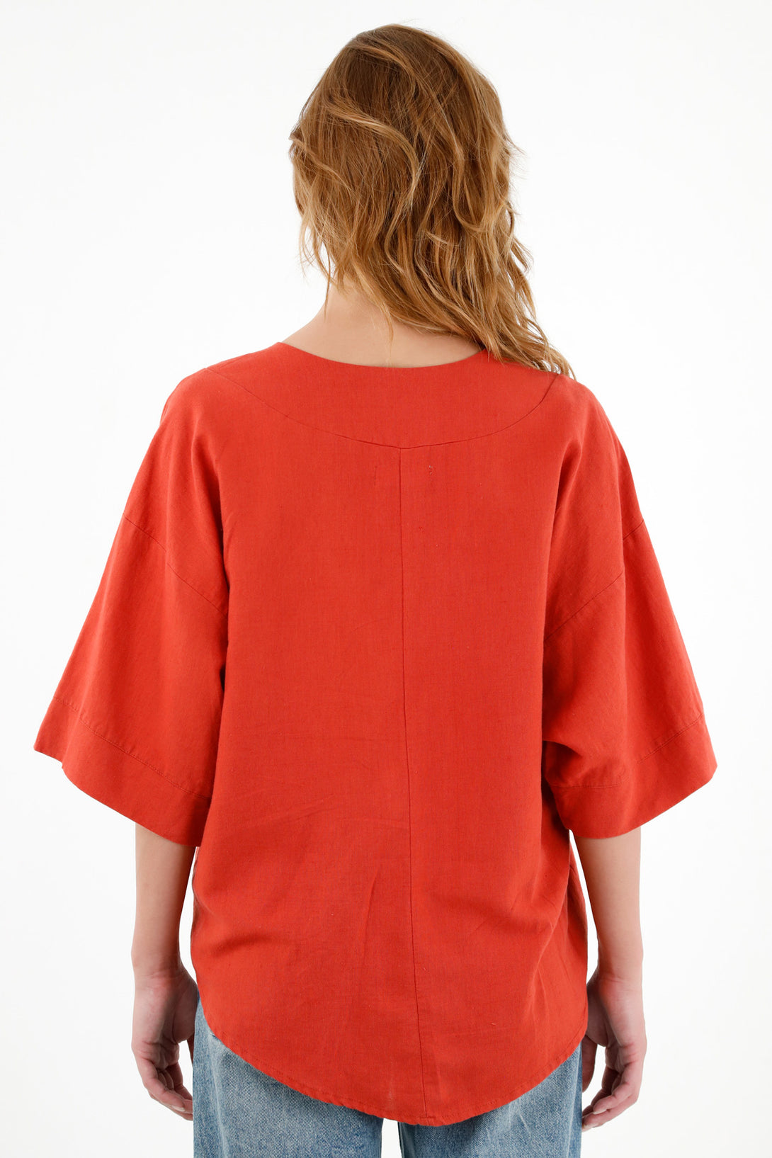 Women's Red V-Neck Shirt