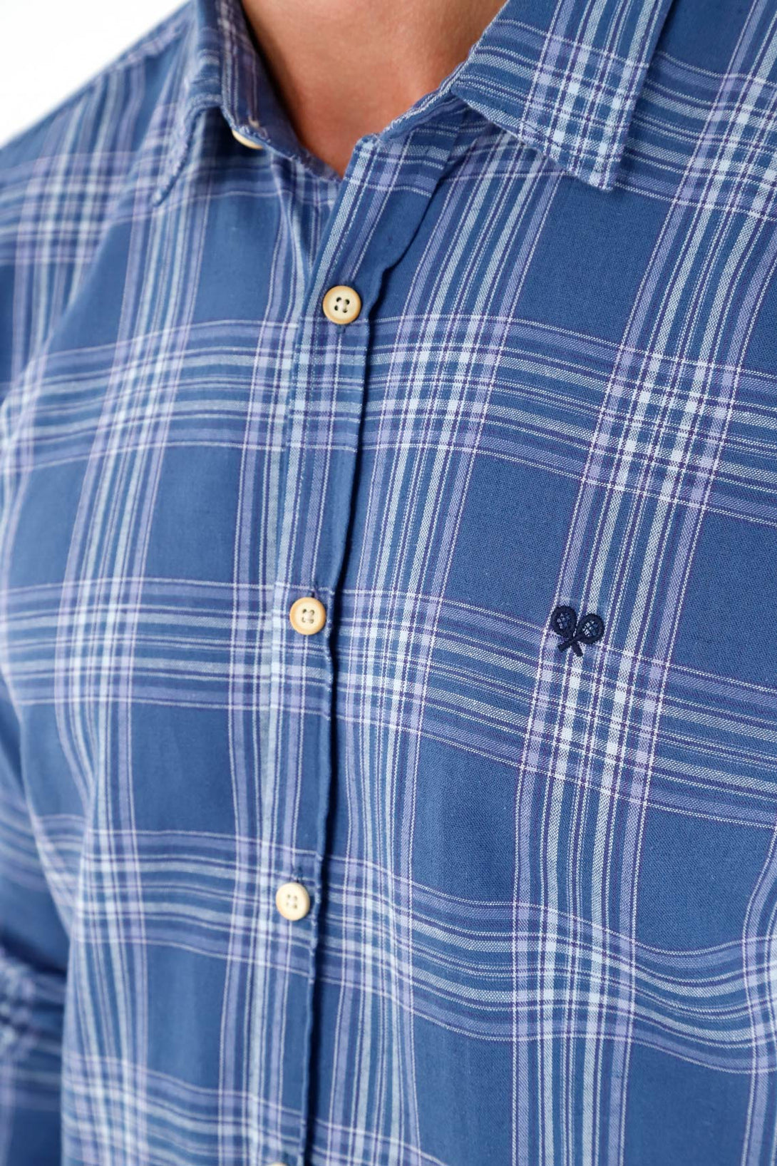 Men's Blue Plaid Design Shirt