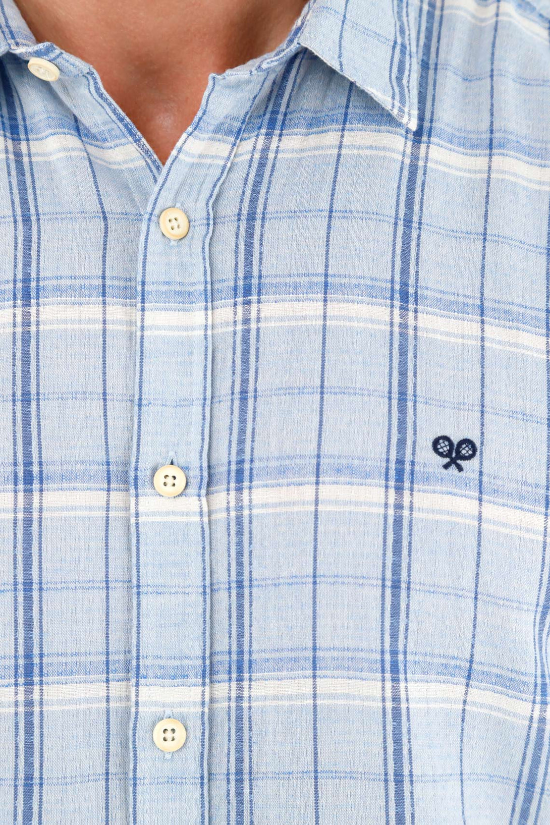 Camisa con diseño a cuadros azul para hombre