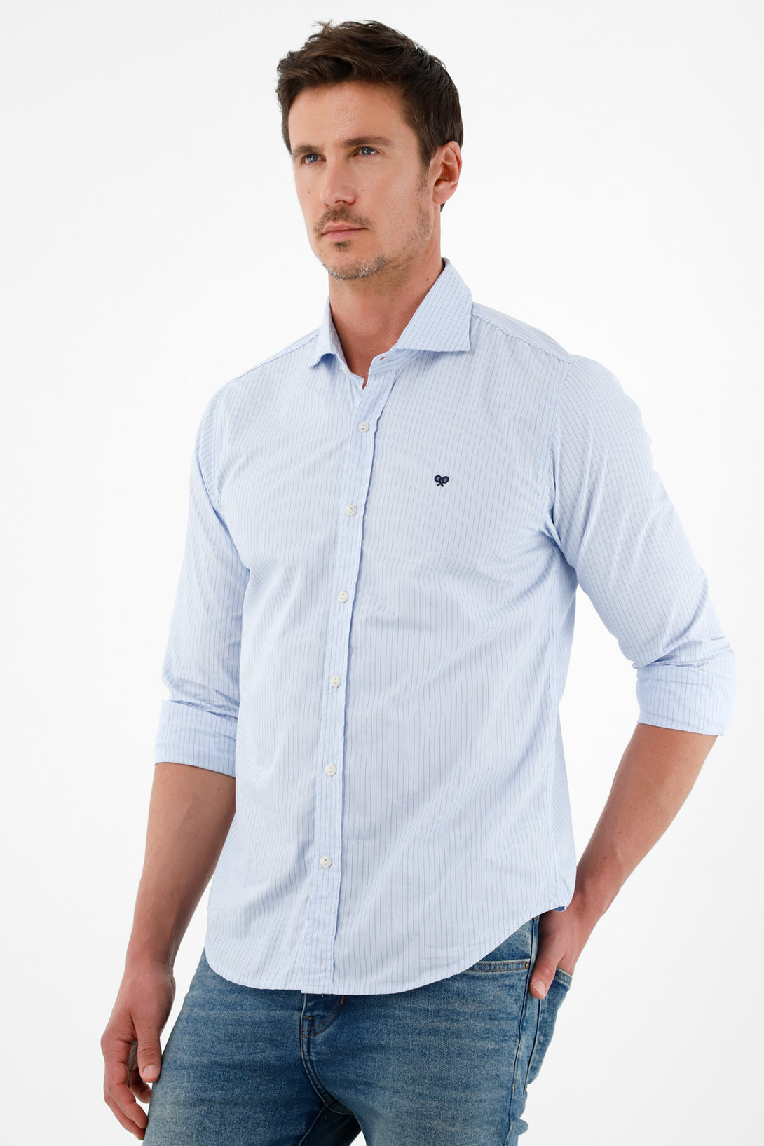 Men's Blue Striped Design Shirt