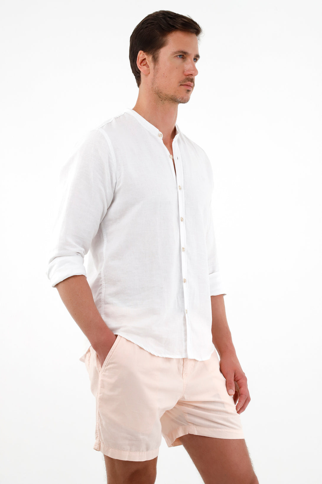 Men's White 100% Linen Shirt