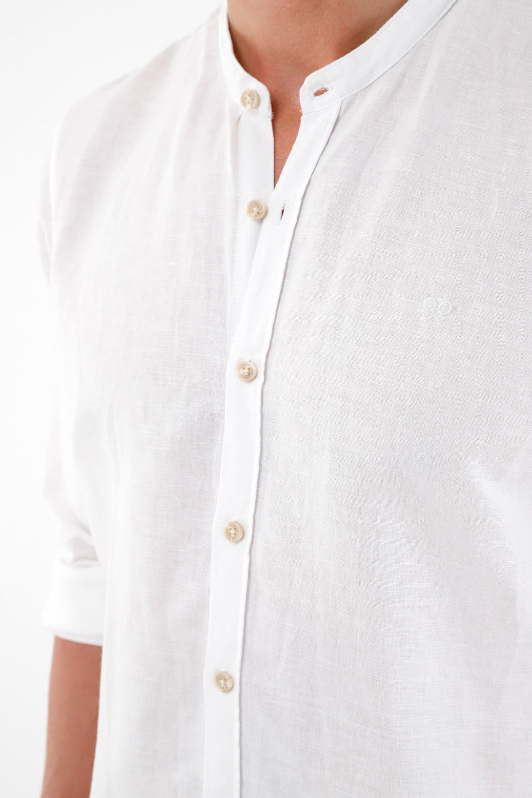 Men's White 100% Linen Shirt