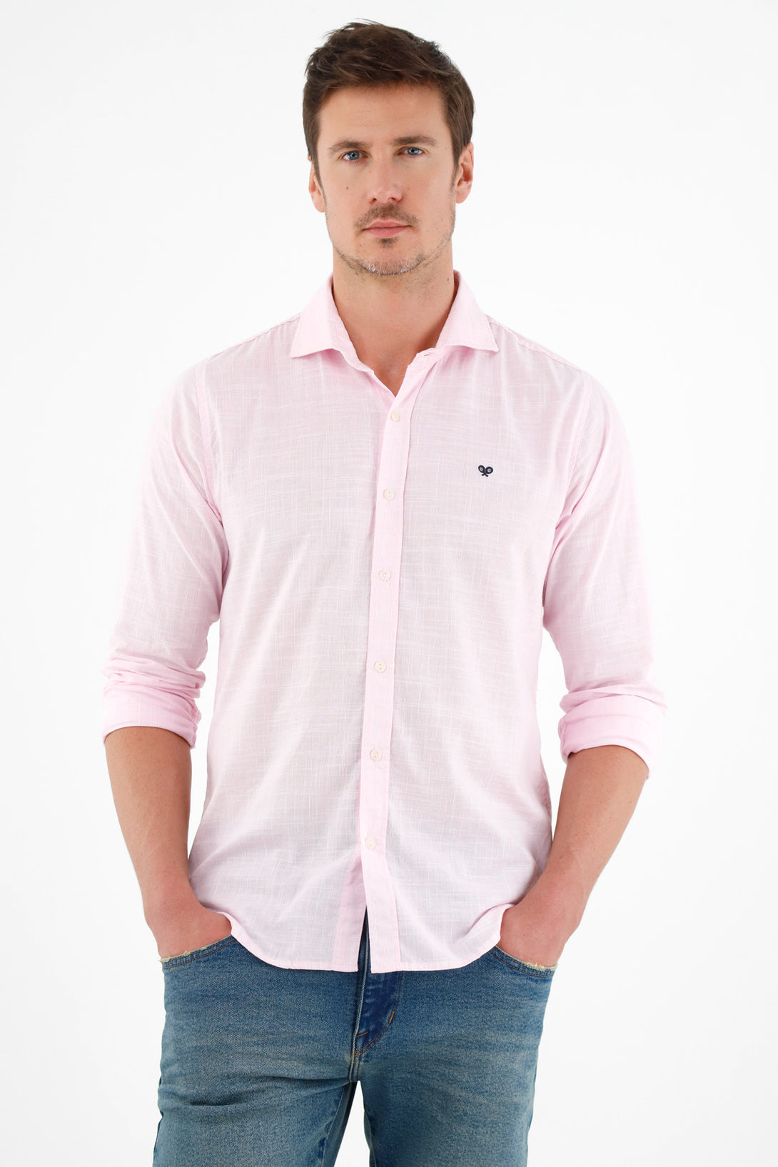 Men's Pink Long-Sleeve Shirt