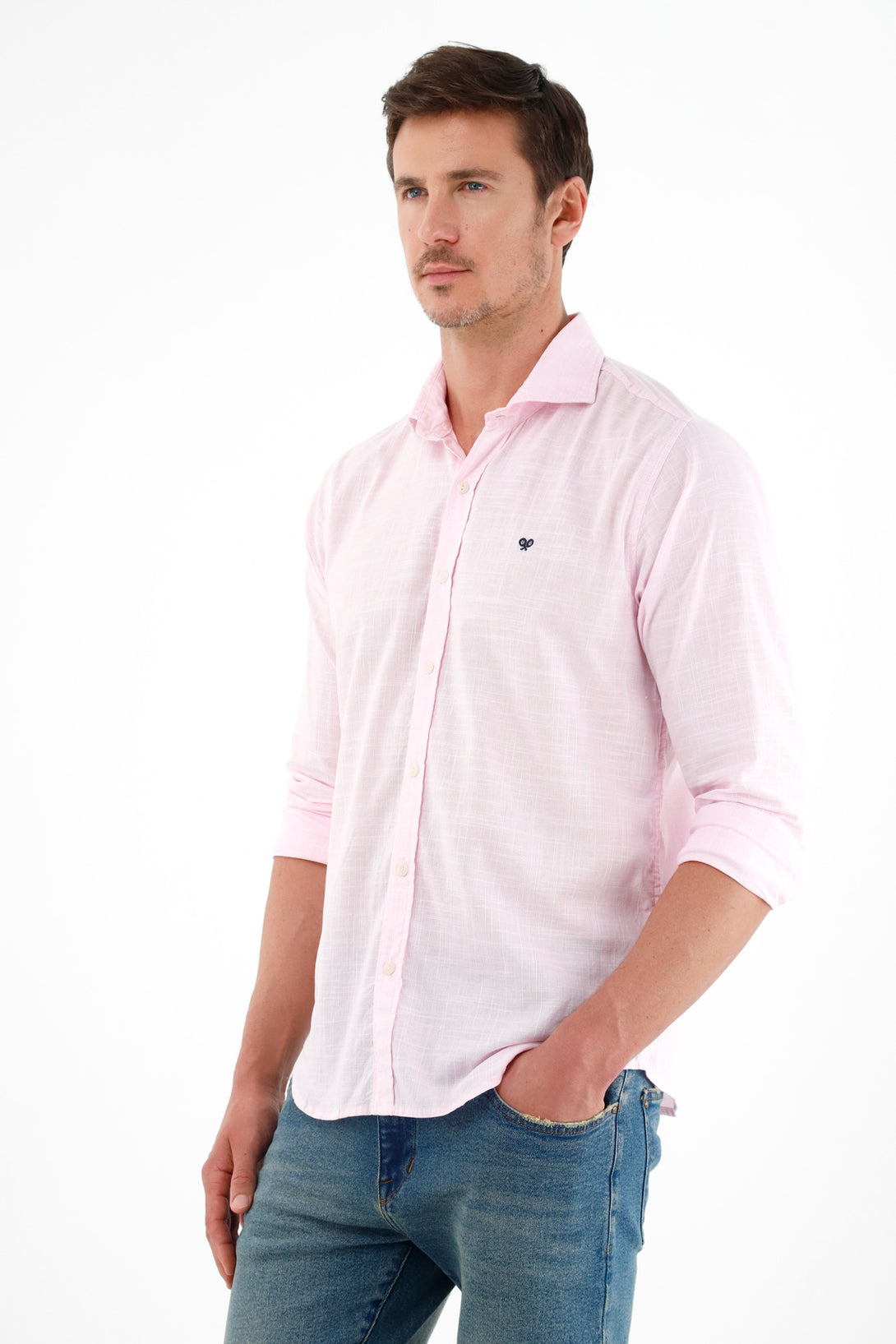 Men's Pink Long-Sleeve Shirt