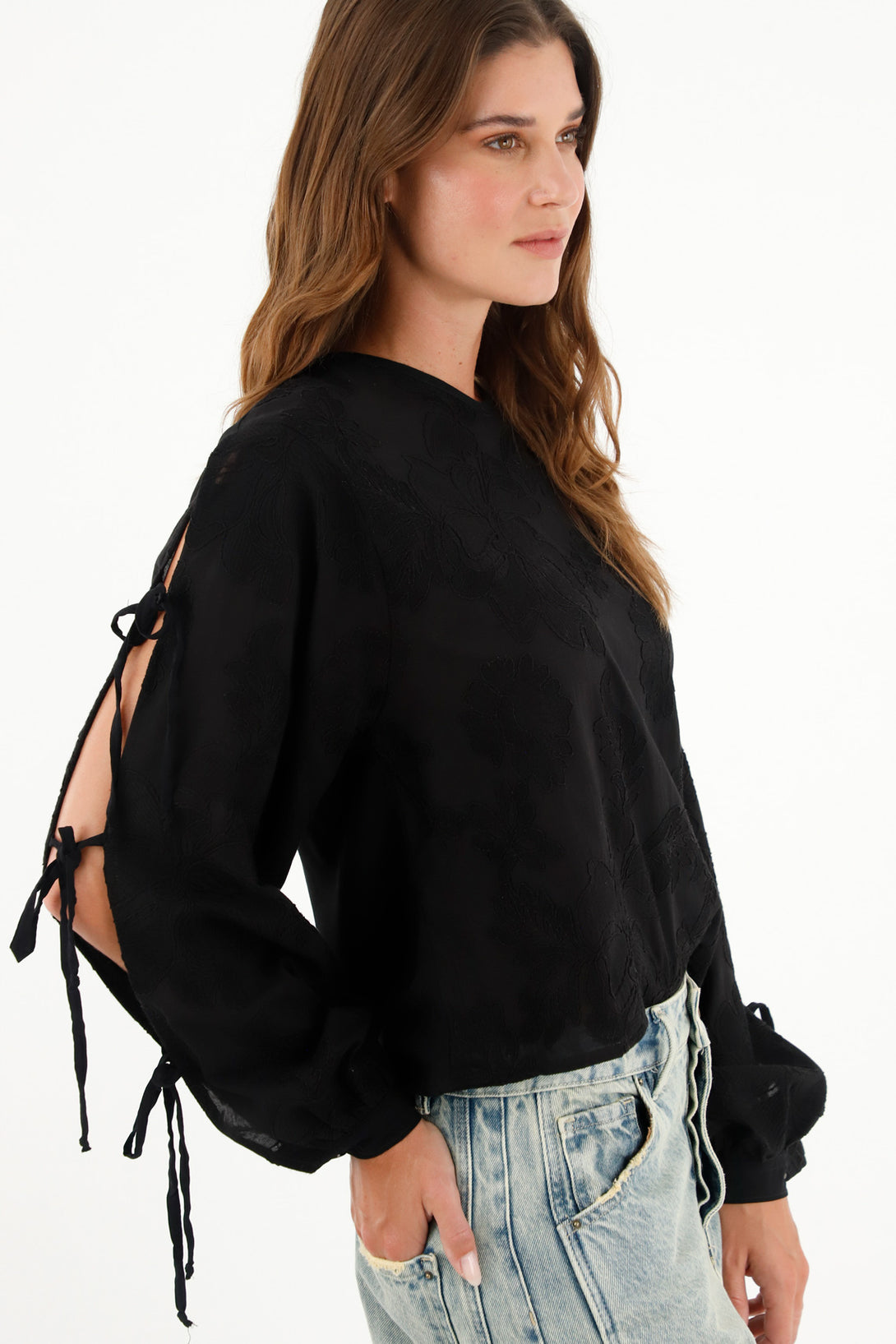 Women's Oversized Black Long-Sleeve Shirt