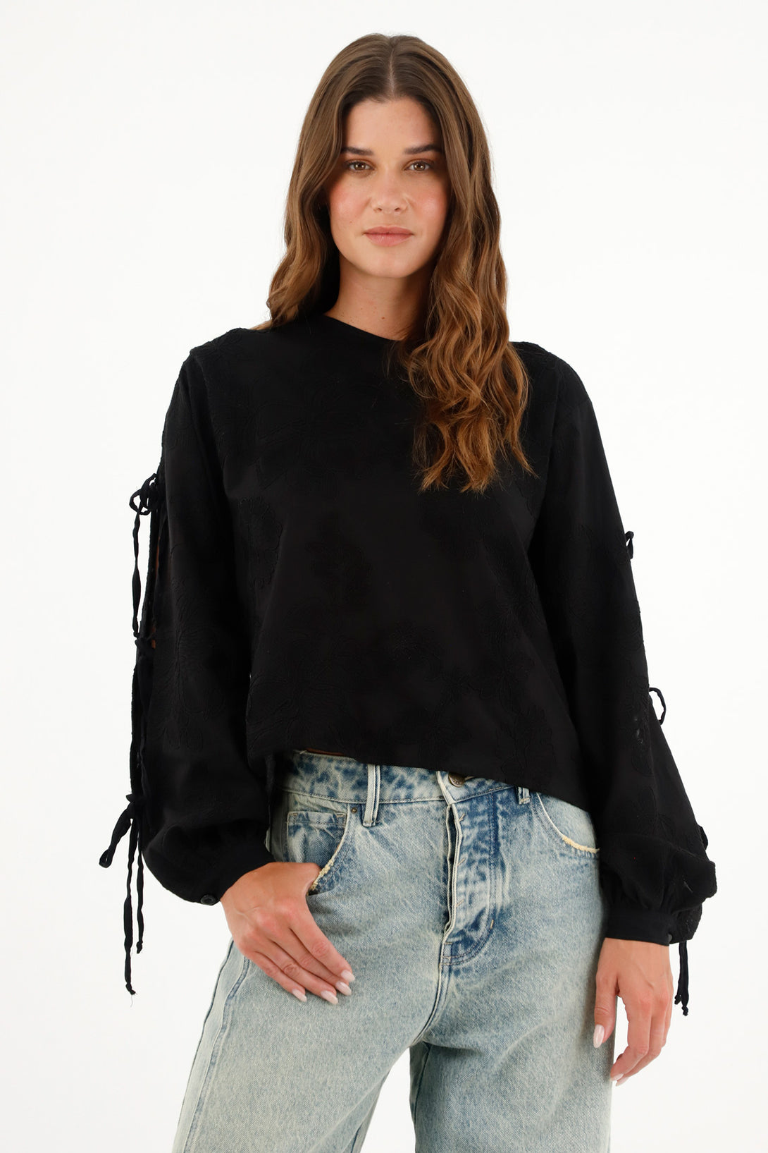 Women's Oversized Black Long-Sleeve Shirt