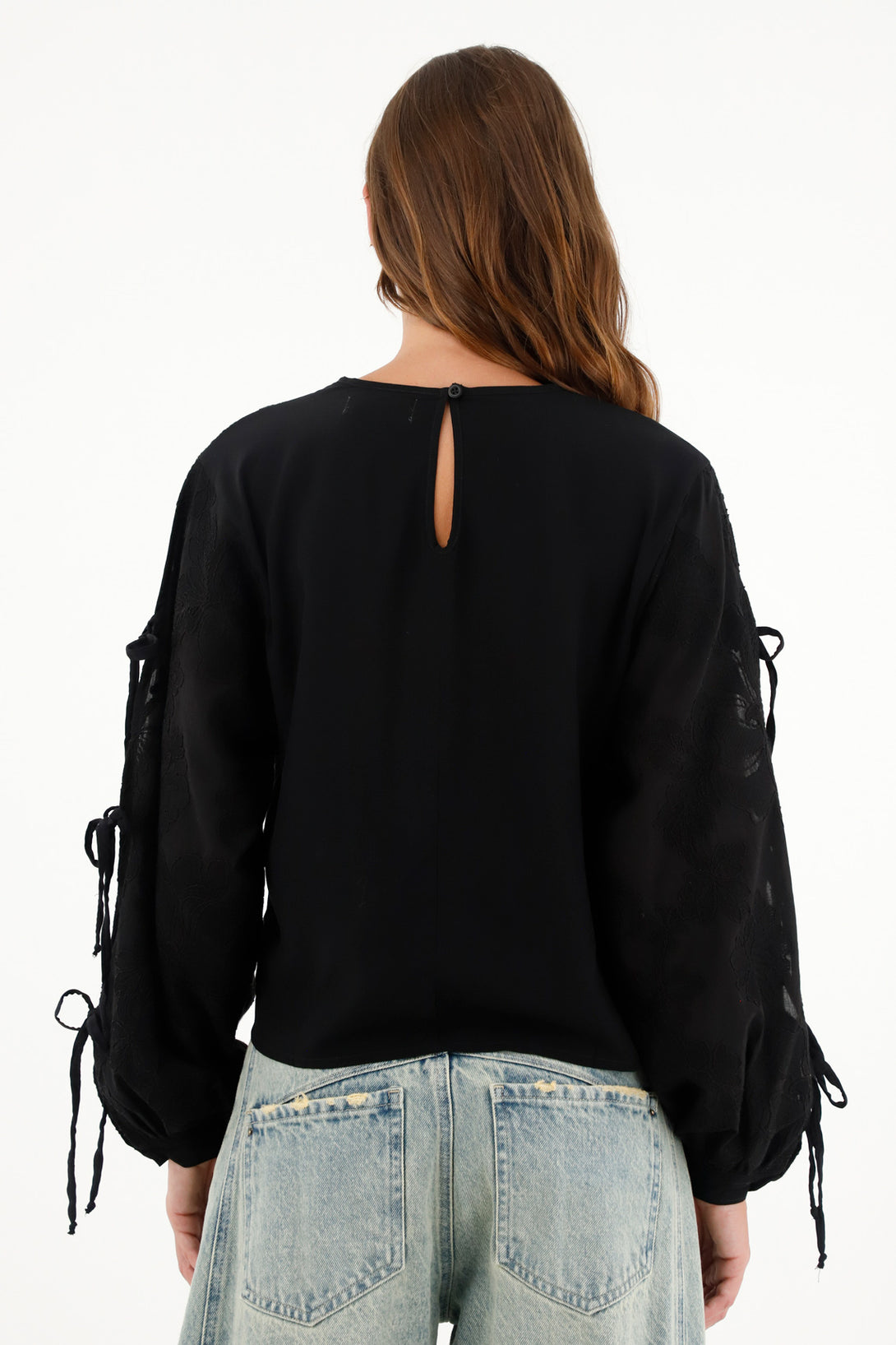 Women's Oversized Black Long-Sleeve Shirt