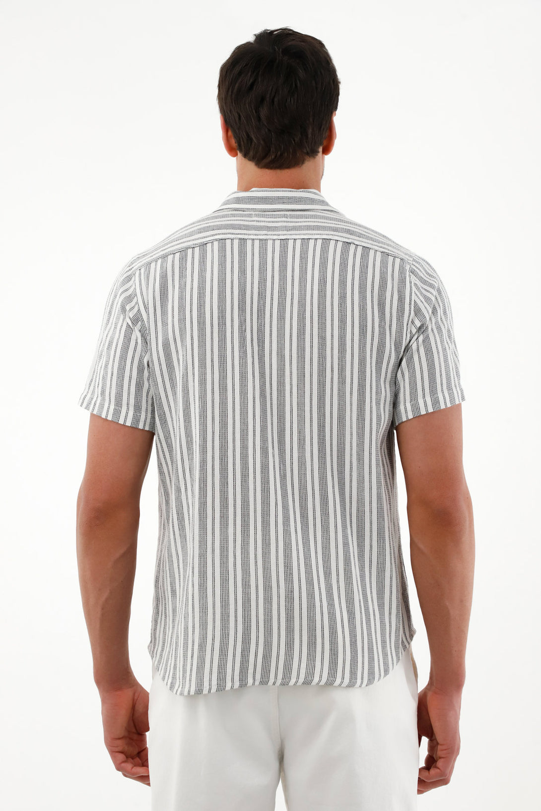 Men's Short-Sleeve Off-White Bowling Shirt