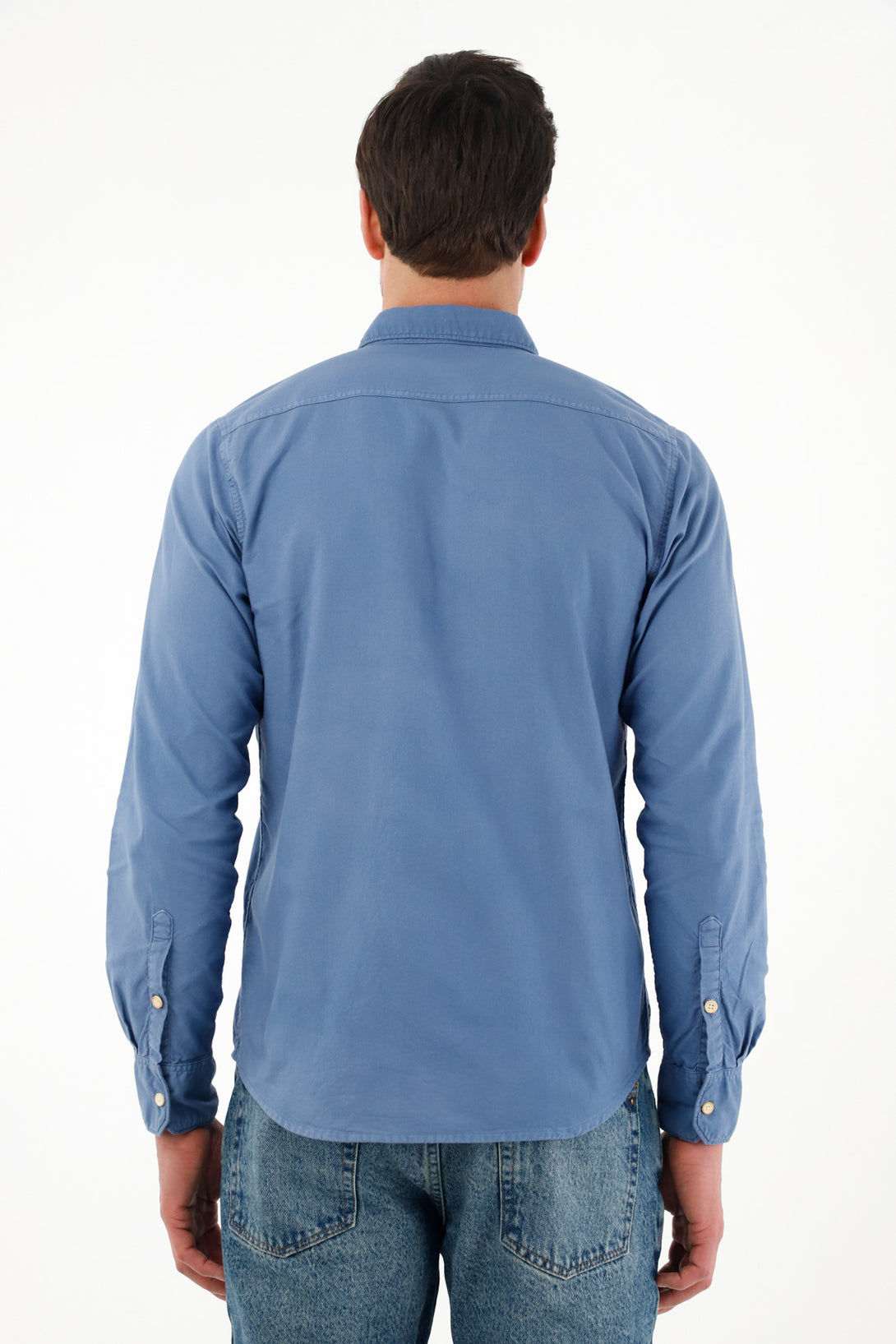 Men's Classic Fit Long-Sleeve Blue Shirt