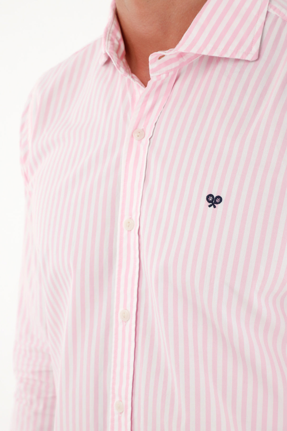 Men's Pink Long-Sleeve Striped Shirt