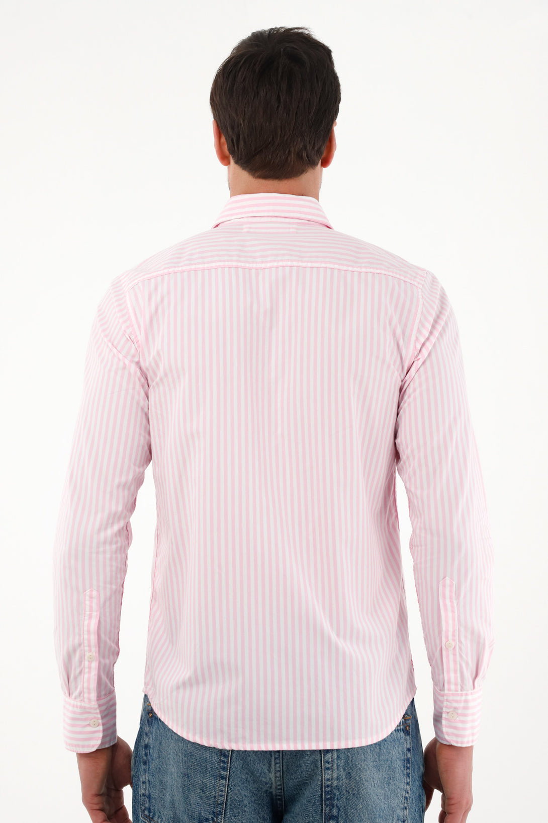 Men's Pink Long-Sleeve Striped Shirt