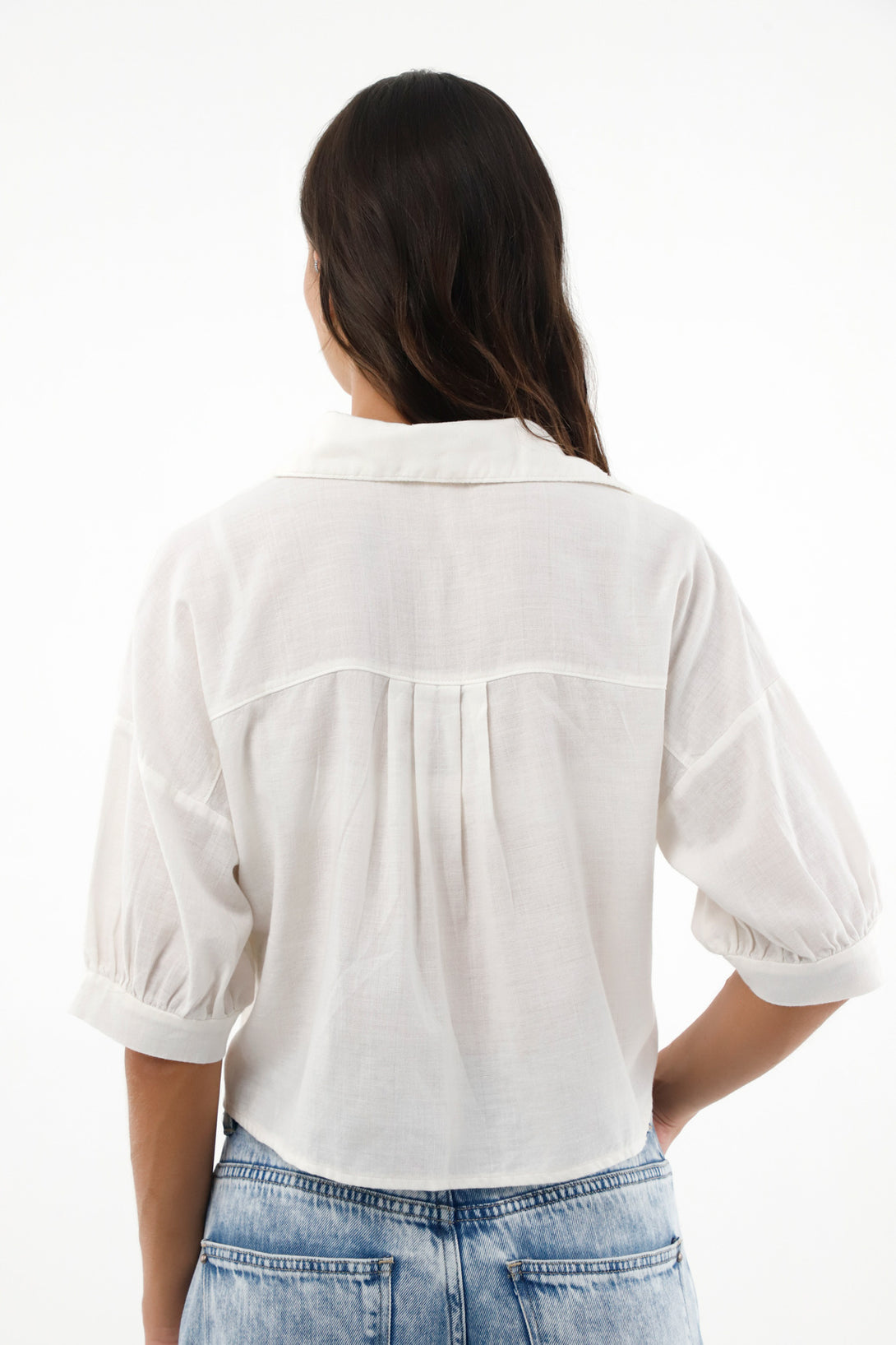 Camisa crudo de cuello solapa oversize para mujer